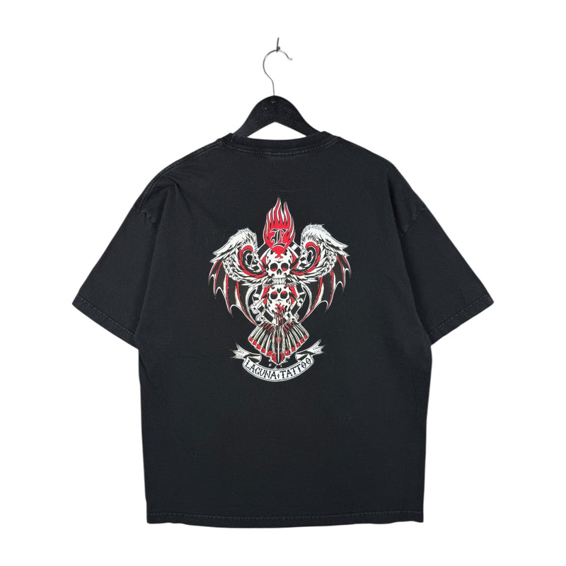 Vintage Laguna Tattoo Skull Wings Flame T-Shirt