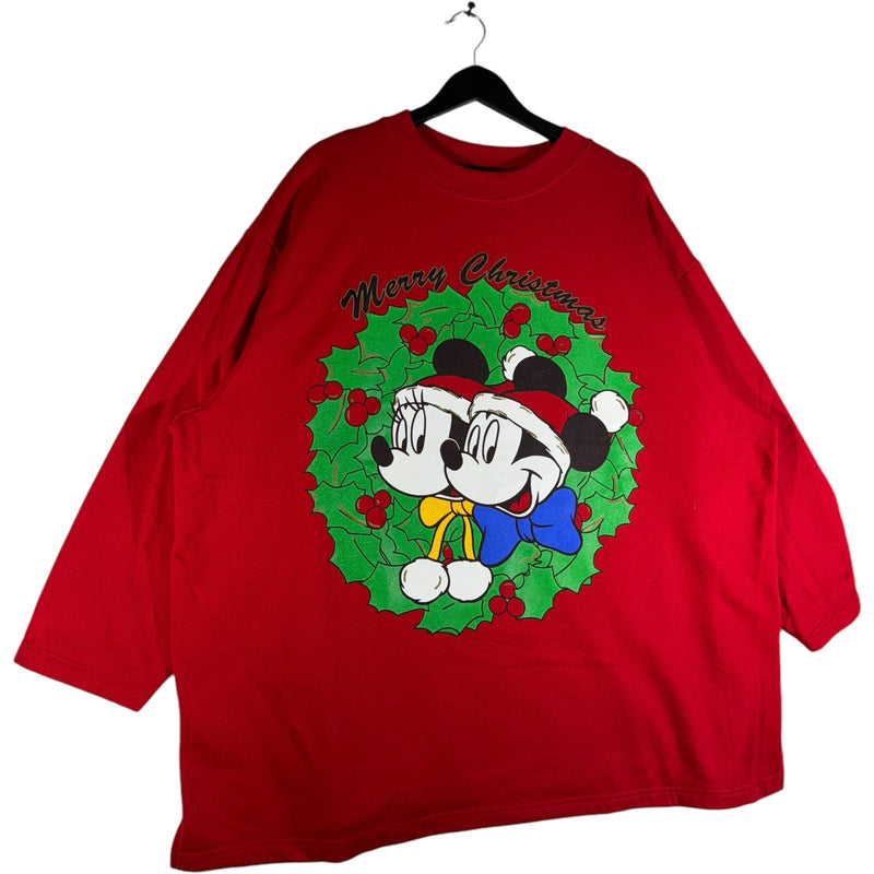 Vintage "Merry Christmas" Mickey Mouse 3/4 Sleeve Crewneck