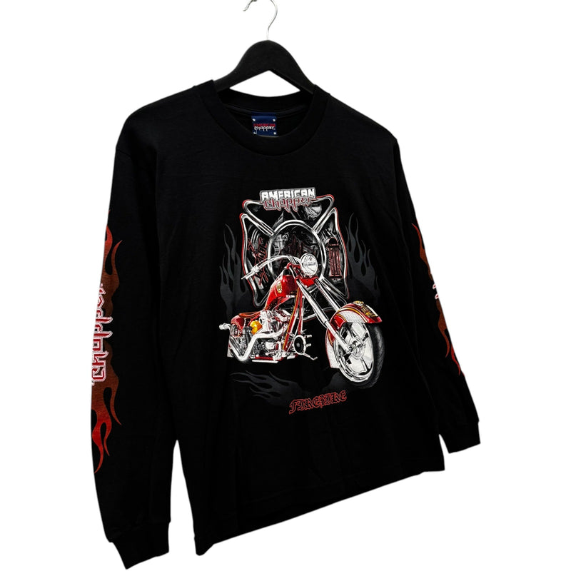 Vintage American Chopper Flaming Motorcycle Long Sleeve