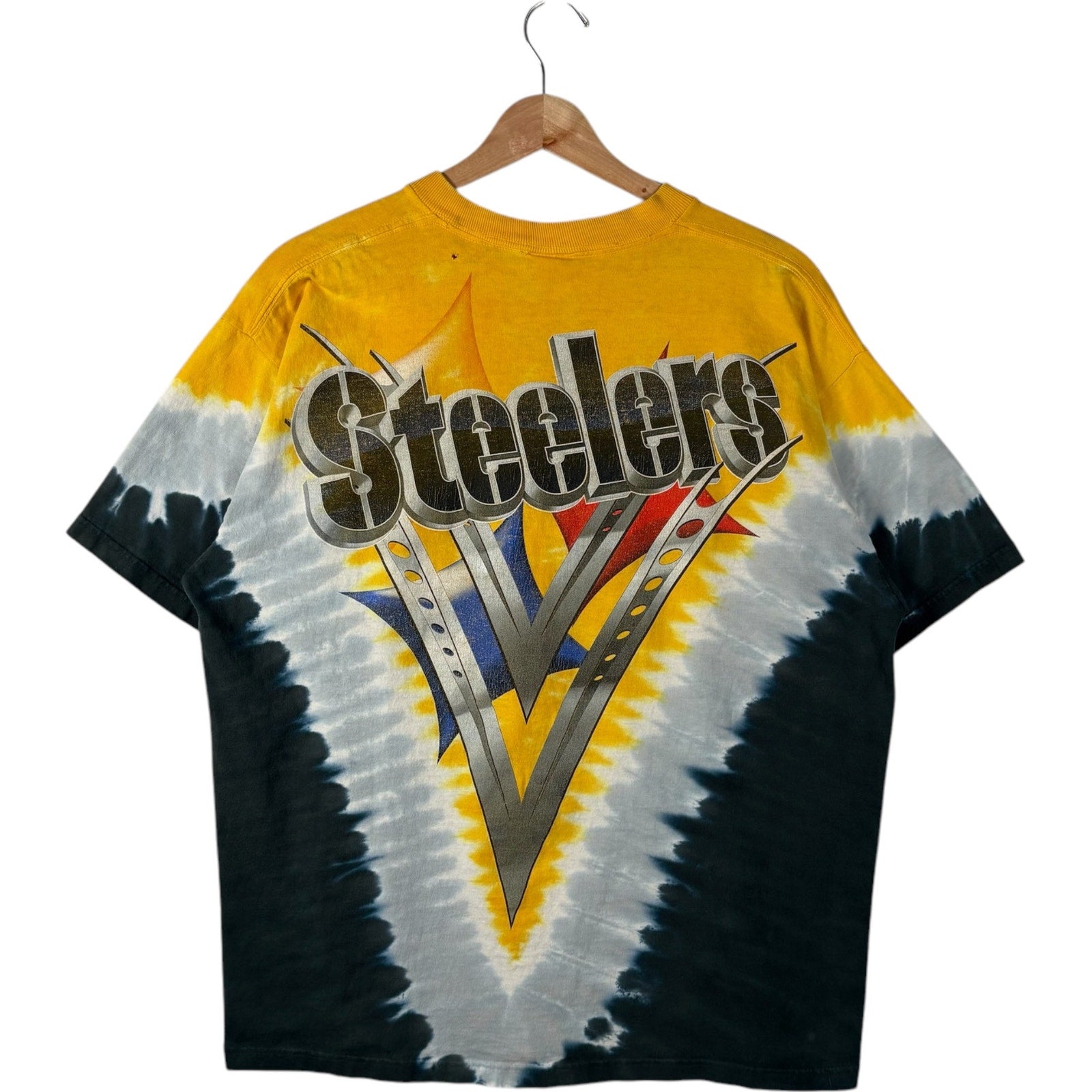 Vintage Liquid Blue Pittsburgh Steelers Tie Dye Double Sided NFL Tee