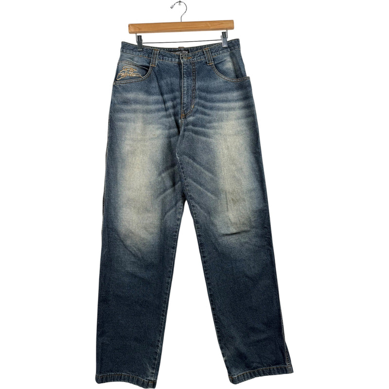 Vintage Fubu Faded Wide Leg Denim Jeans 32x34