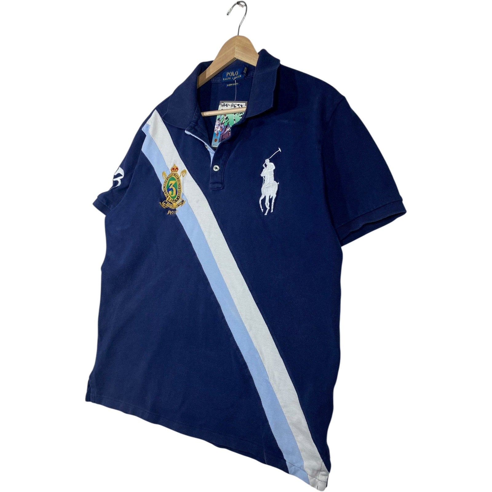 Vintage Polo Ralph Lauren Striped Crest Short Sleeve Polo