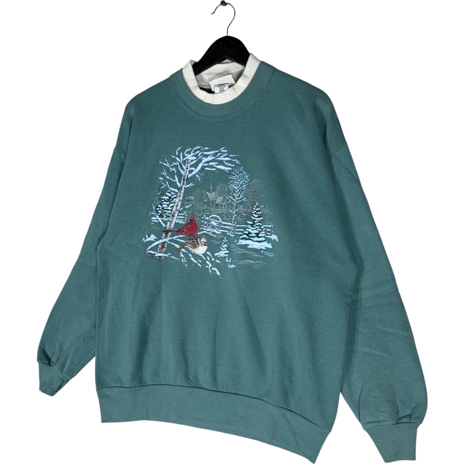 Vintage Winter Forest Cardinals Nature Crewneck