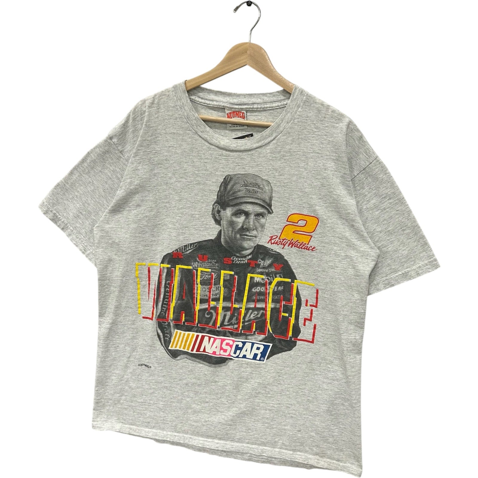 Vintage Nutmeg Rusty Wallace #2 Large Picture NASCAR Tee