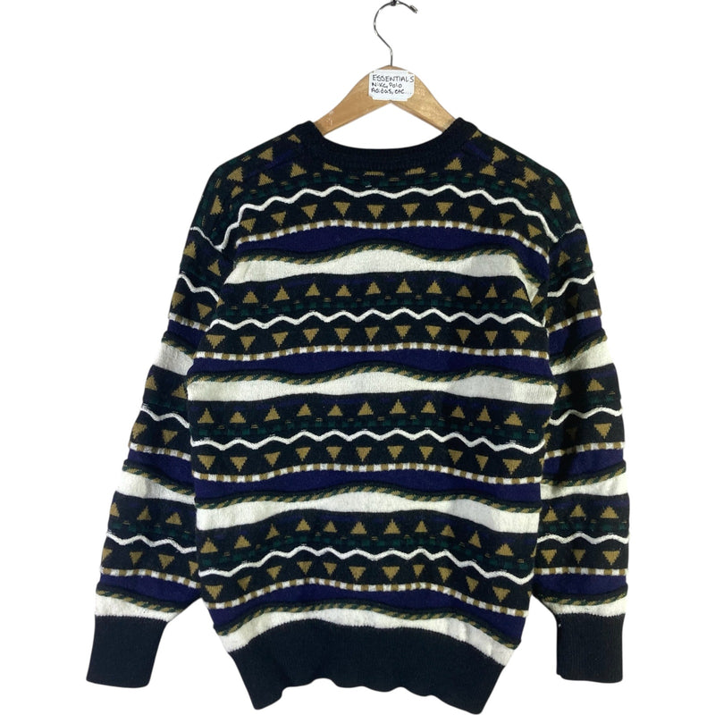 Vintage Abstract Striped 3D Knitted Sweater