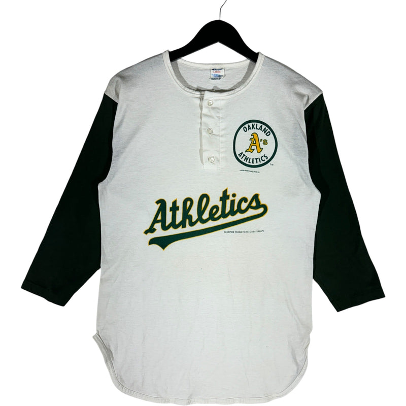 Vintage Champion Oakland Athletics Henley Raglan Shirt 1987