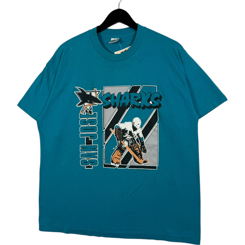 Vintage San Jose Sharks Spellout Logo NHL 90s Tee