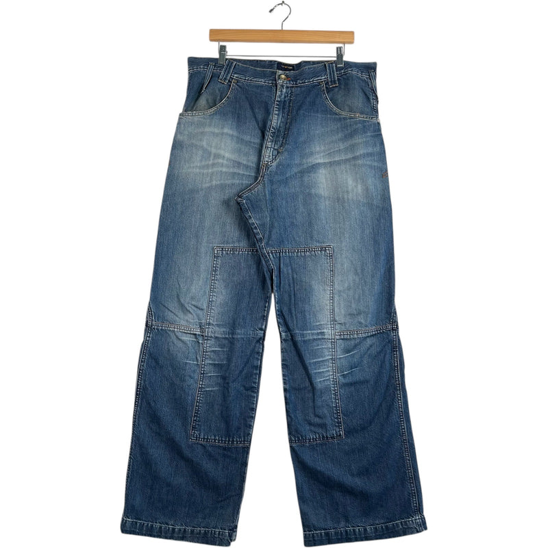 Vintage Energie Stitched Wide Leg Denim Jeans 38 x 32