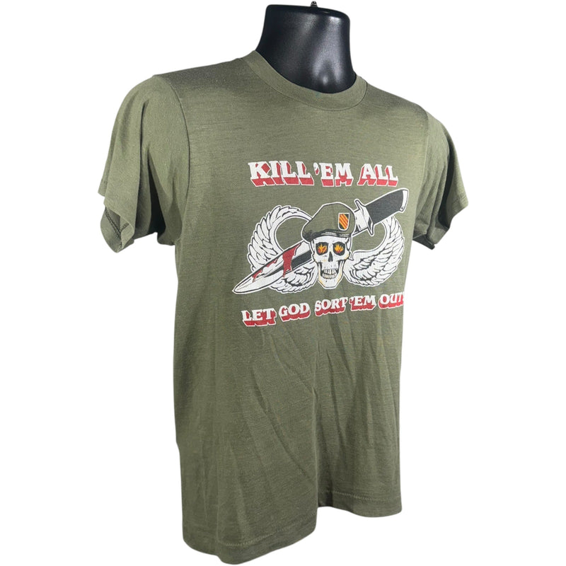 Vintage Kill 'Em All Let God Sort 'Em Out Military Tee 90s