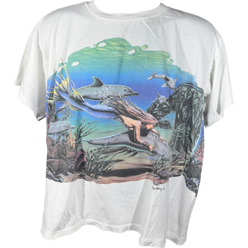 Vintage Mermaid and Dolphins Ocean Life AOP Tee