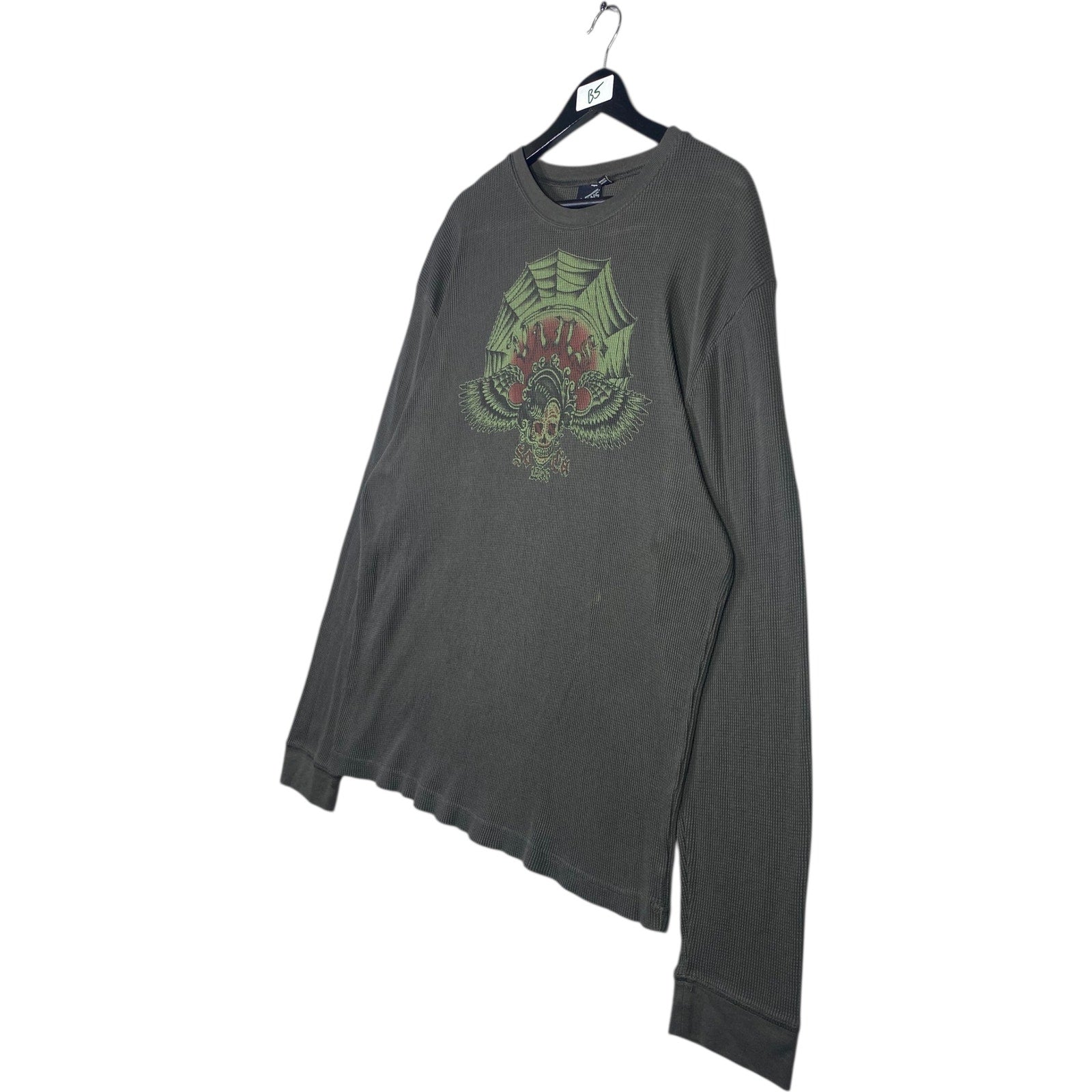 Vintage Vans Skull Graphic Waffle Knit Long Sleeve T-Shirt