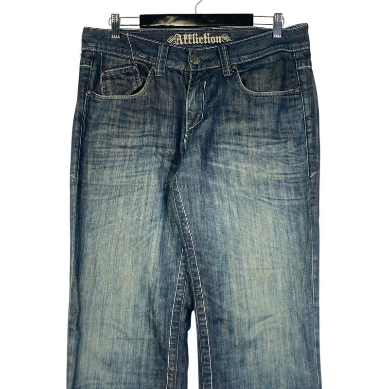 Vintage Affliction Embroidered Cross Pockets Denim Jeans 34