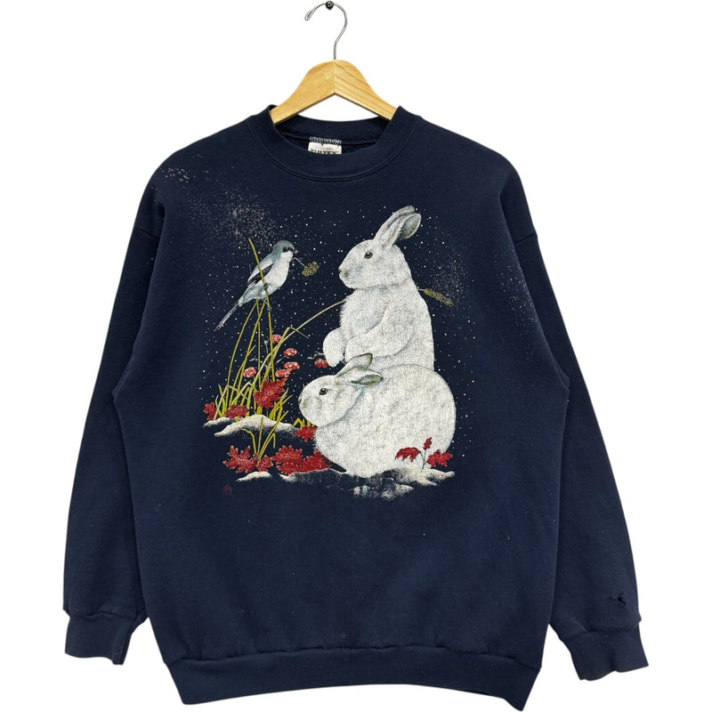 Vintage White Bunny Nature Crewneck