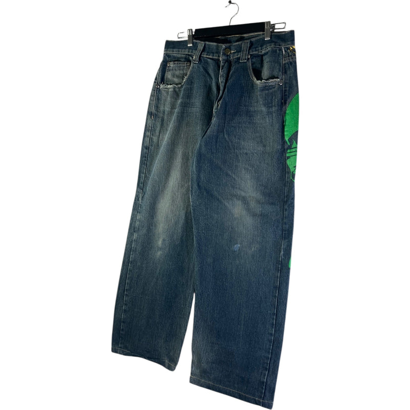 Vintage T'z Skull Baggy Wide Leg Denim Jeans 32