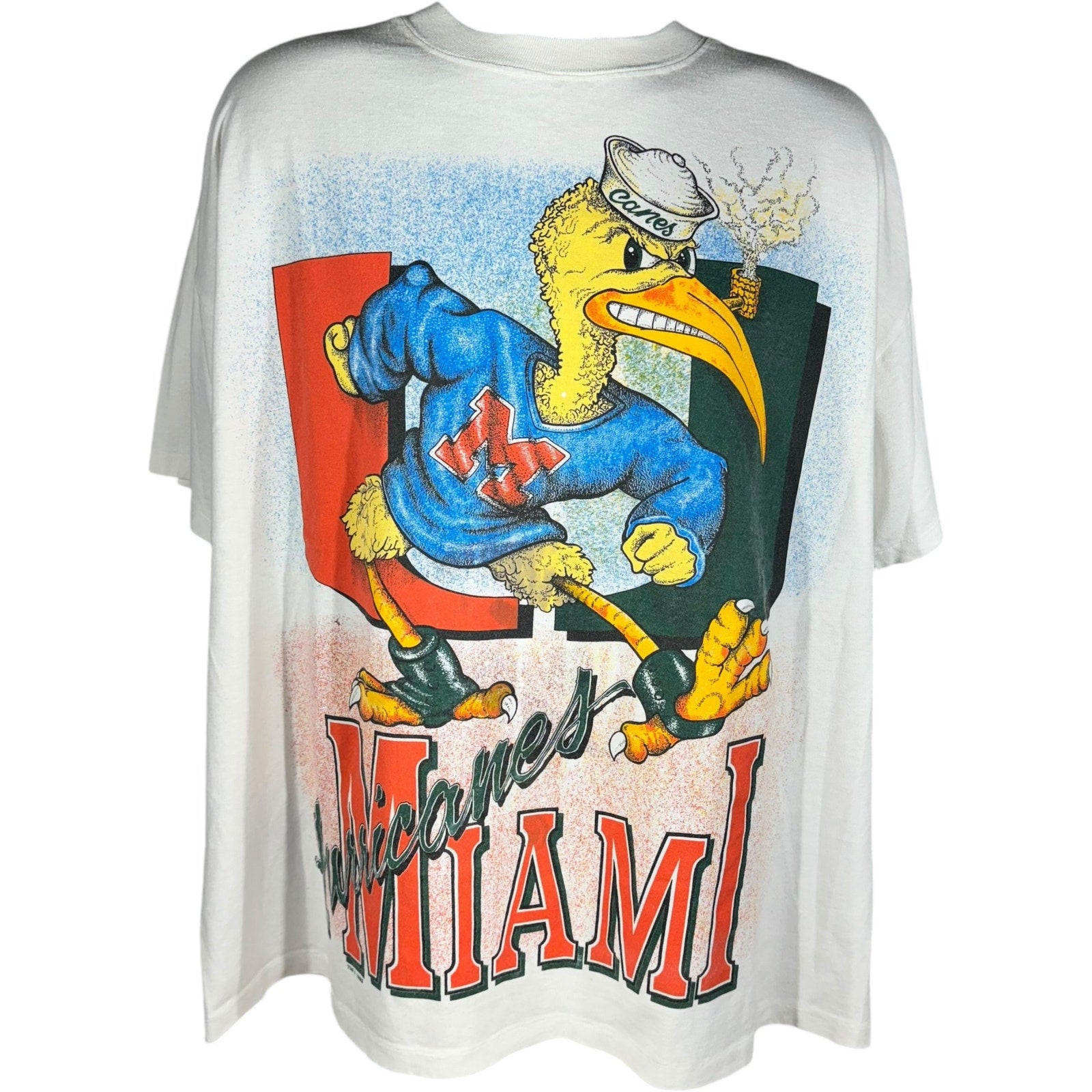 Vintage Miami Hurricanes Big Print Mascot Tee 1993