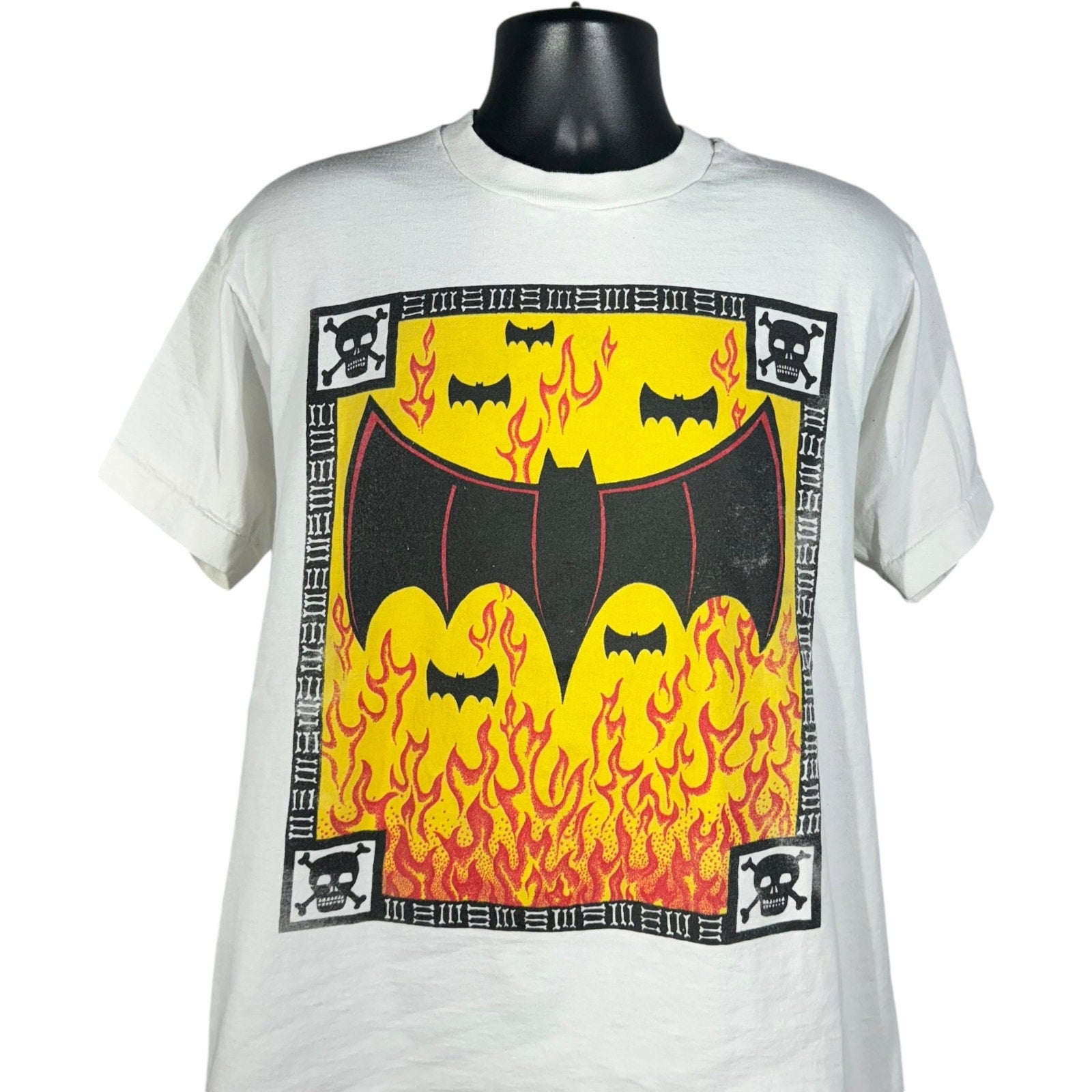 Vintage Bats In Flames Halloween Tee 90's