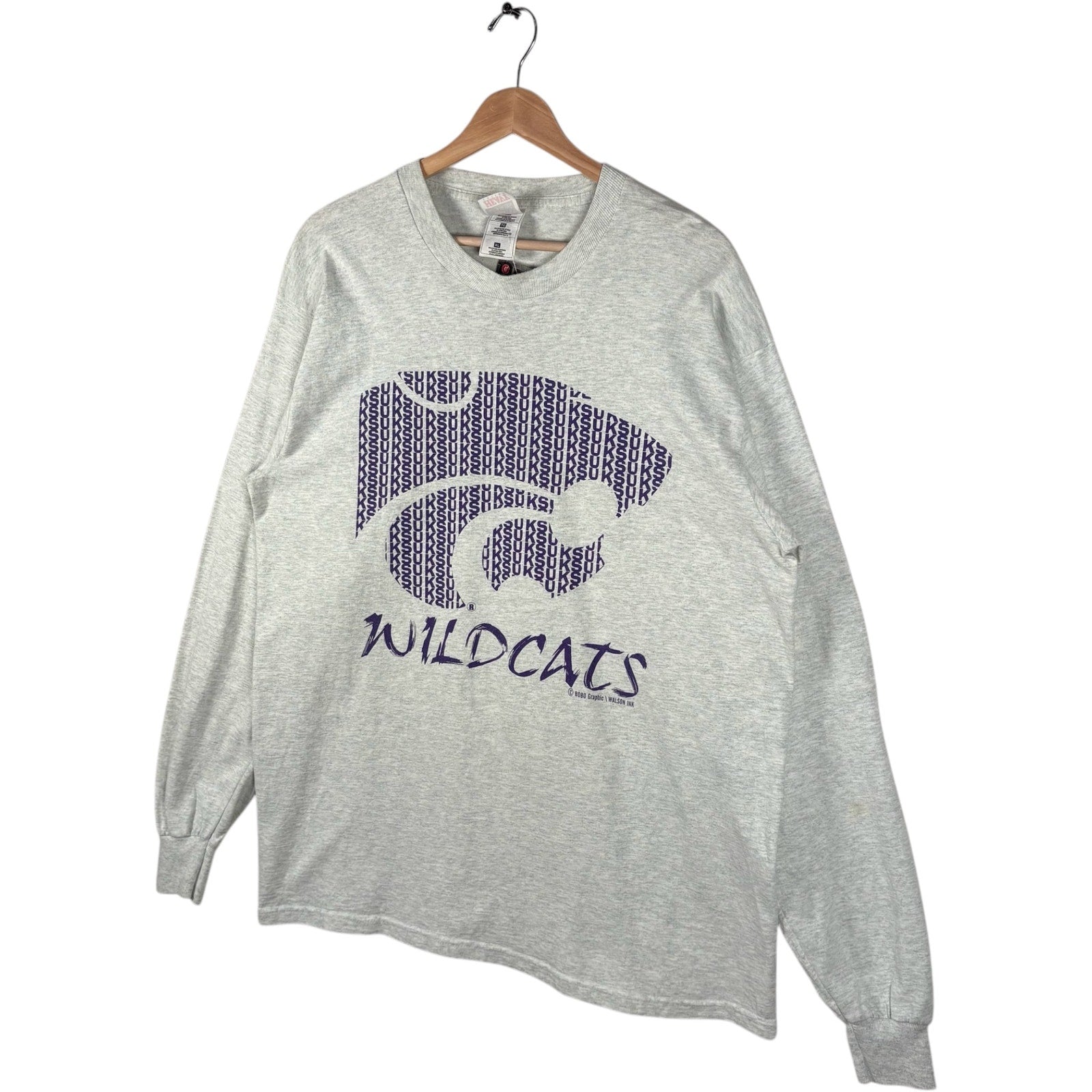 Vintage Kansas State University Wildcats Spellout Logo Long Sleeve