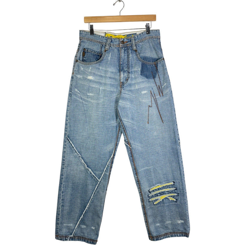 Vintage Straight Leg Contrast Stitch Denim Jeans