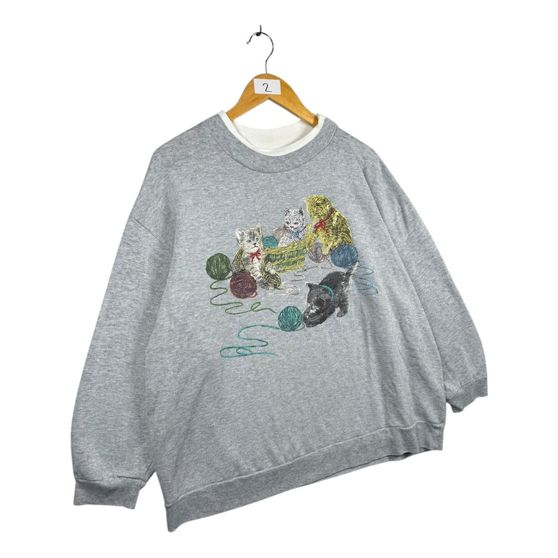 Vintage Kittens Playing Yarn Women's Crewneck