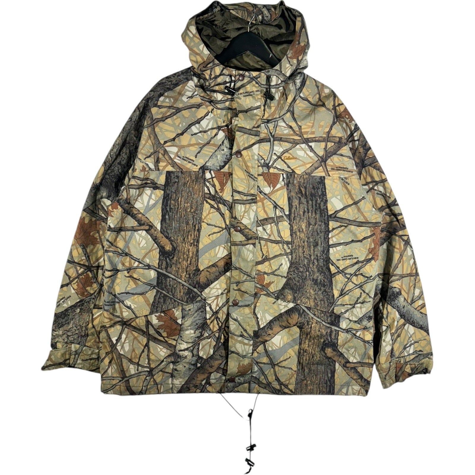 Vintage Cabelas Tree Camo Hooded Light Jacket