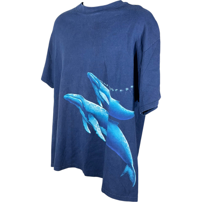 Vintage Whale and Dolphin Ocean Life Wrap Around Nature Tee