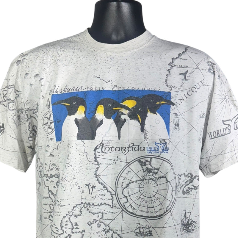 Vintage Penguins Antartica AOP Map Tee