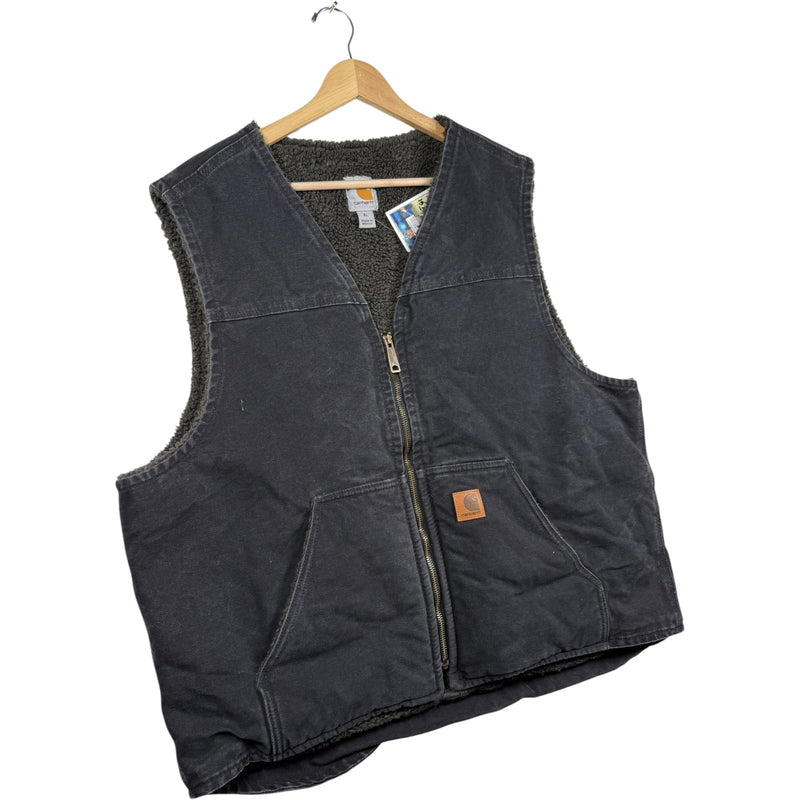 Vintage Carhartt Denim Fleece Full Zip Vest Jacket