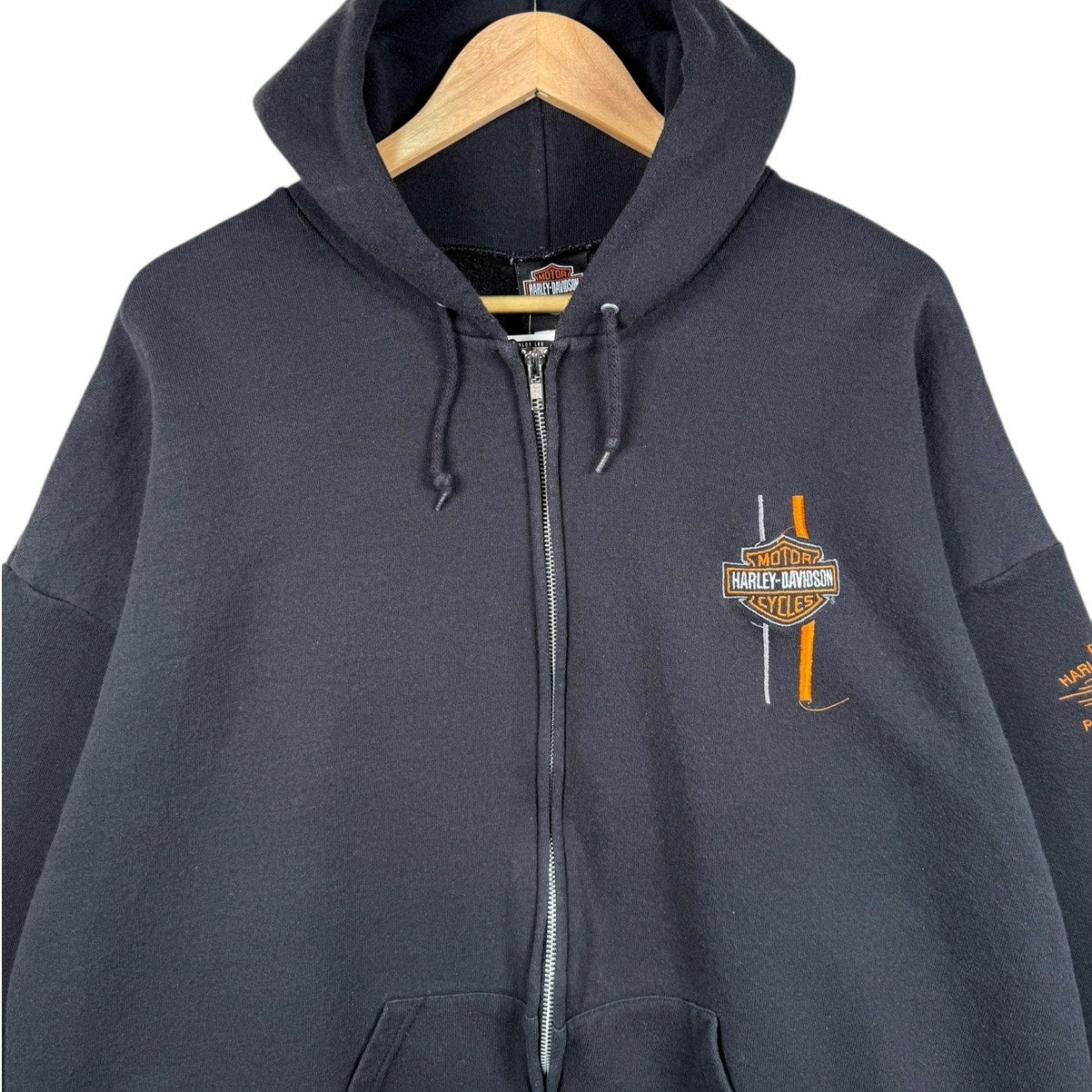 Vintage Harley Davidson Chest Logo Zip-Up Hoodie