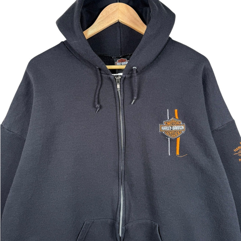 Vintage Harley Davidson Chest Logo Zip-Up Hoodie
