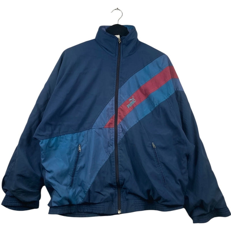 Vintage Puma Diagonal Colorblock Stripe Windbreaker