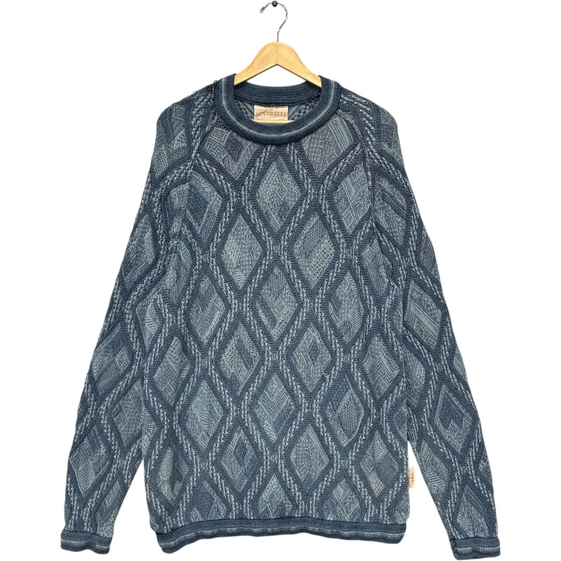 Vintage 3D Argyle Patterned Textured Pullover Sweater