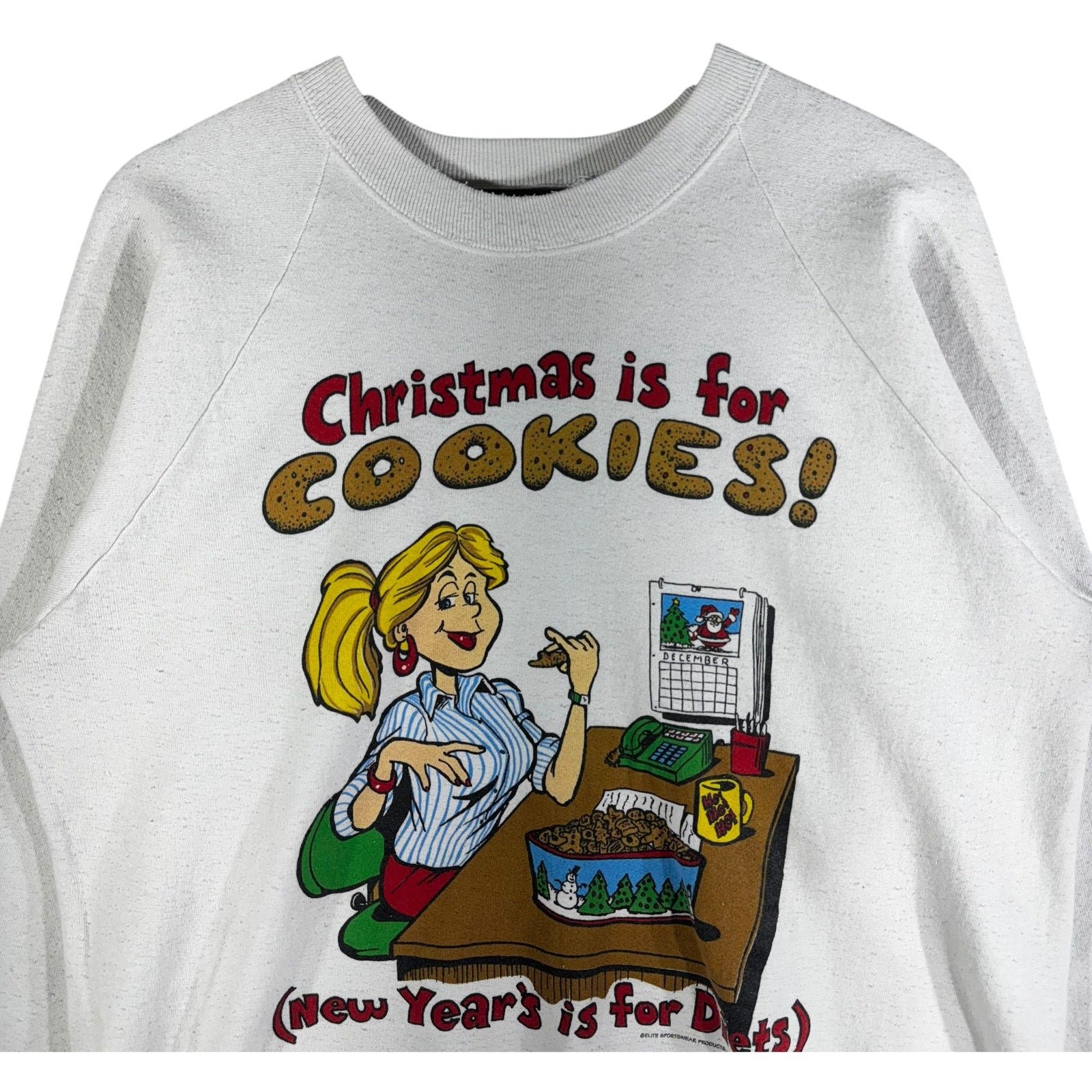 Vintage Women's Christmas is for Cookies Humor Novelty Crewneck 90s