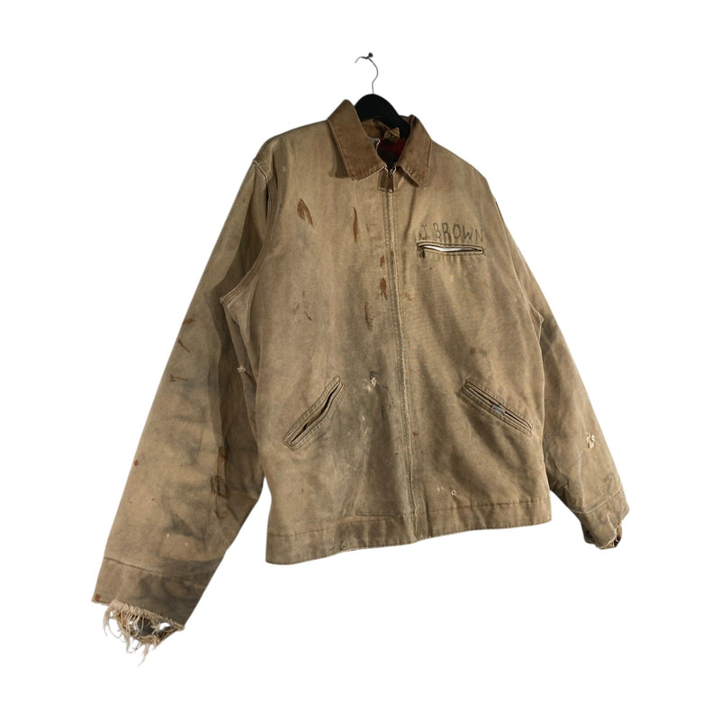 Vintage Carhartt J. Brown Distressed Full Zip Canvas Jacket