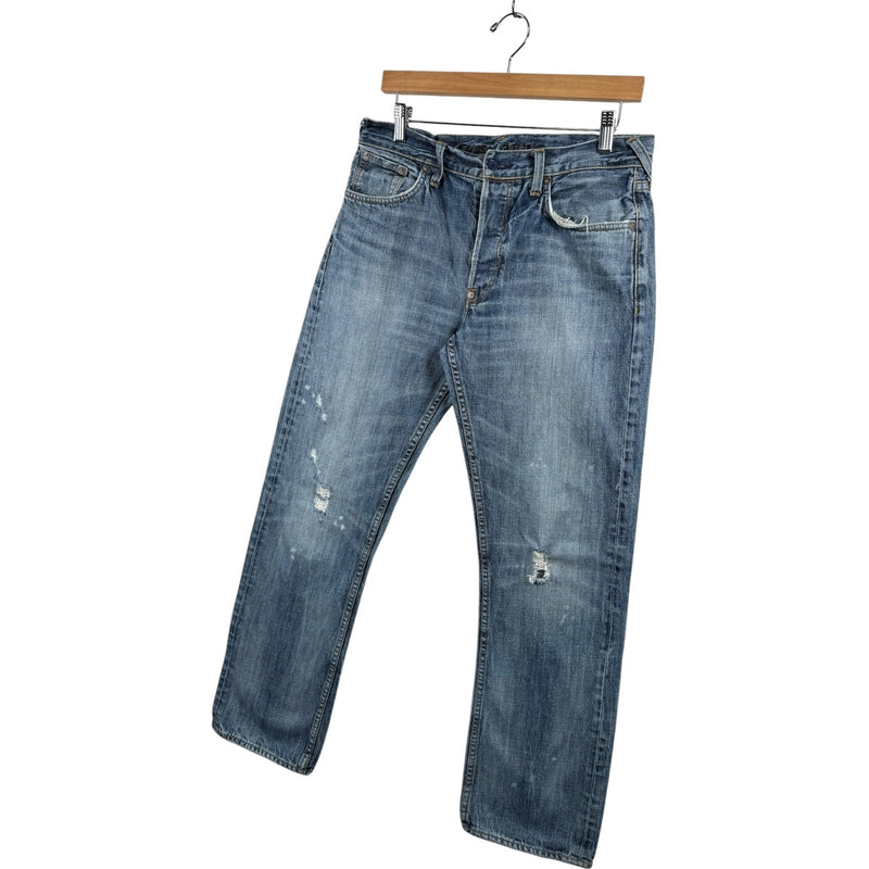 Vintage Distressed Straight Leg Denim Jeans 33