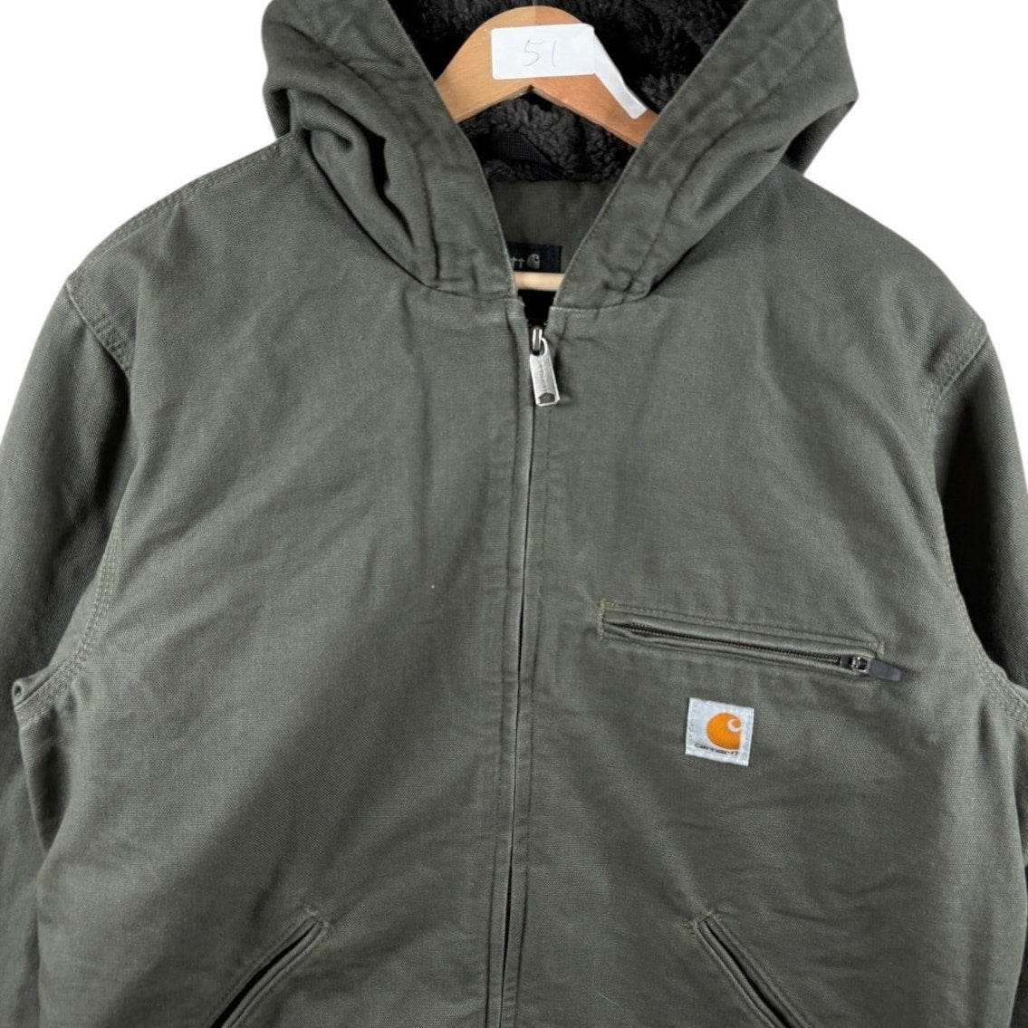 Vintage Carhartt Sherpa Lined Full Zip Hooded Workwear Jacket