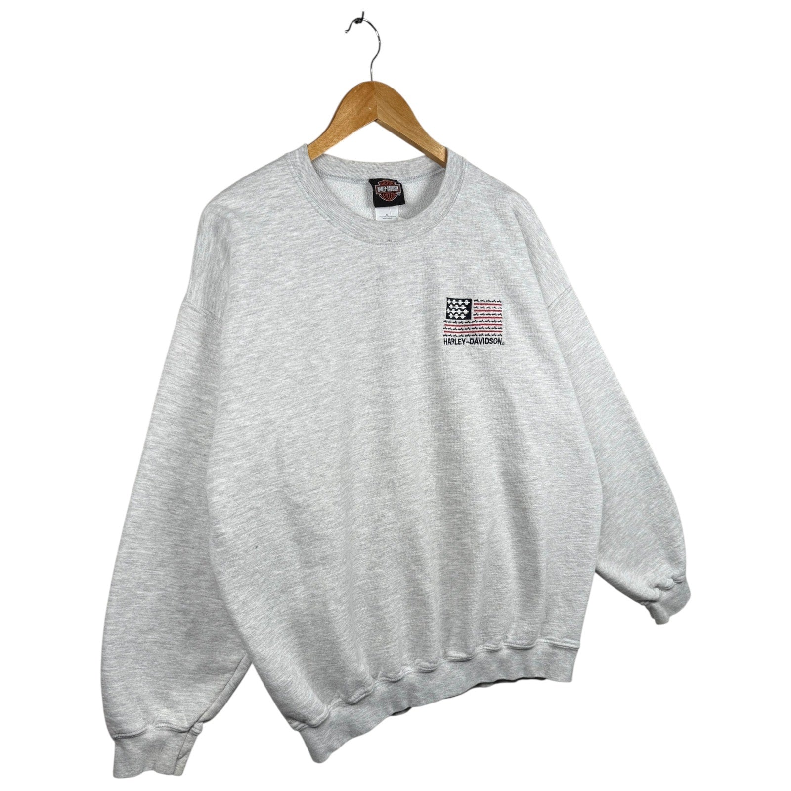 Vintage Harley Davidson Embroidered USA Flag Crewneck