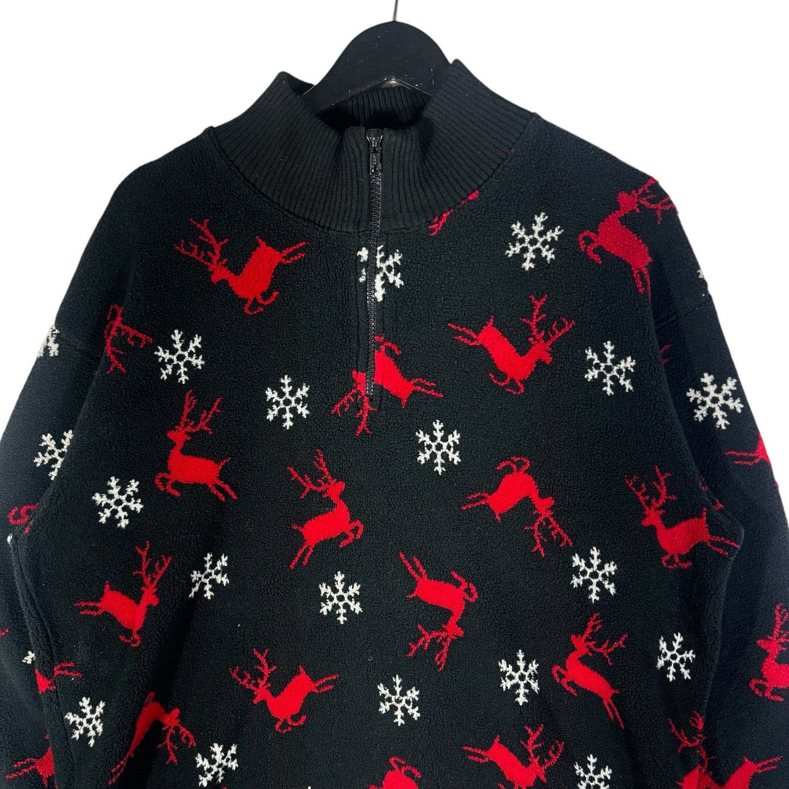 Vintage Talbots Reindeer Christmas 1/4 Zip Sweatshirt