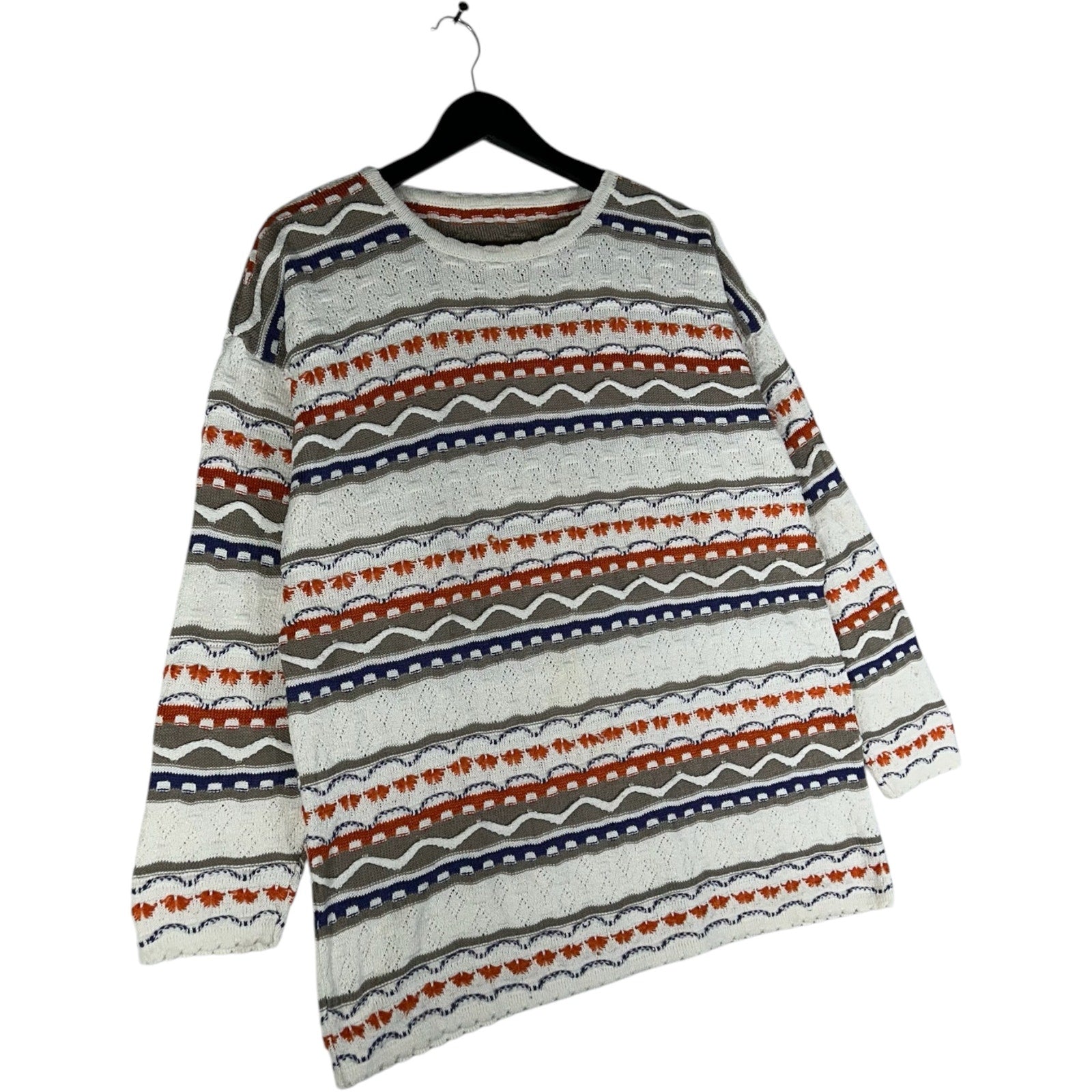 Vintage 3D Knit Striped Sweater