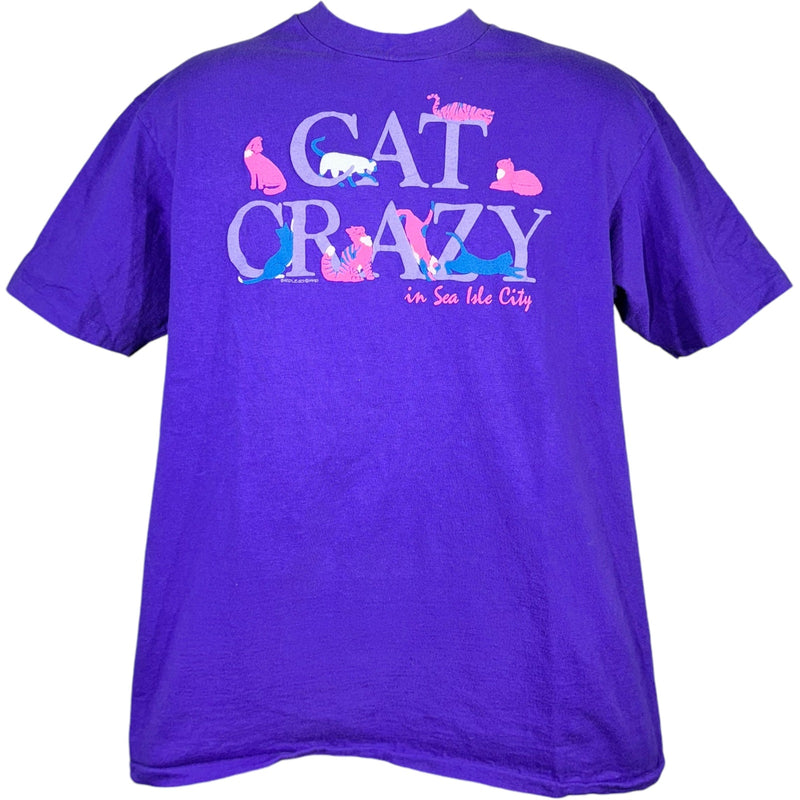 Vintage Cat Crazy Sea Isle City Souvenir Tee 80s