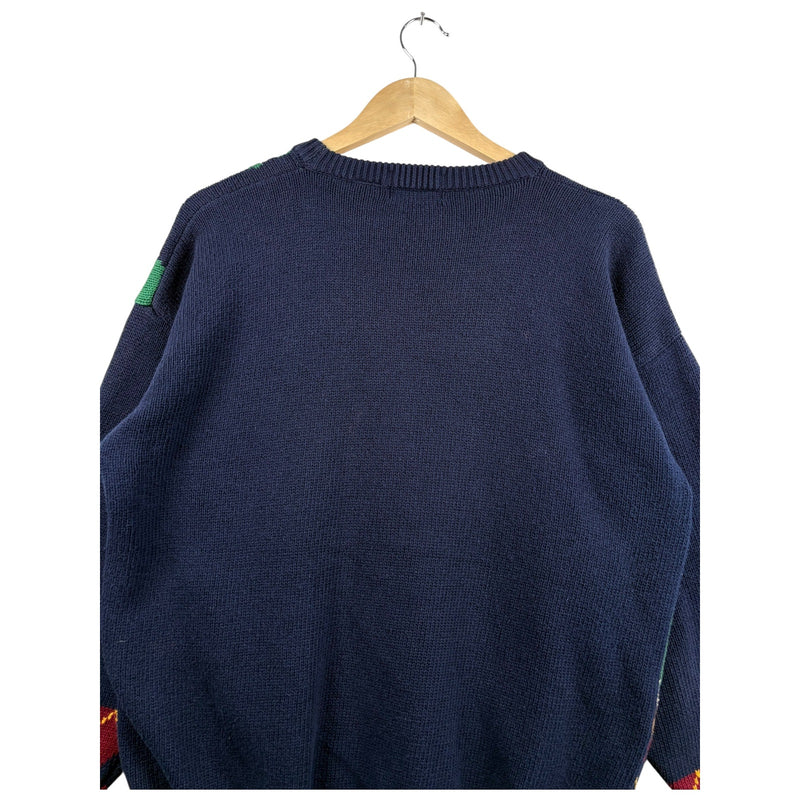 Vintage Hathaway Hand Intarsia Golf Course Pullover Knit Sweater