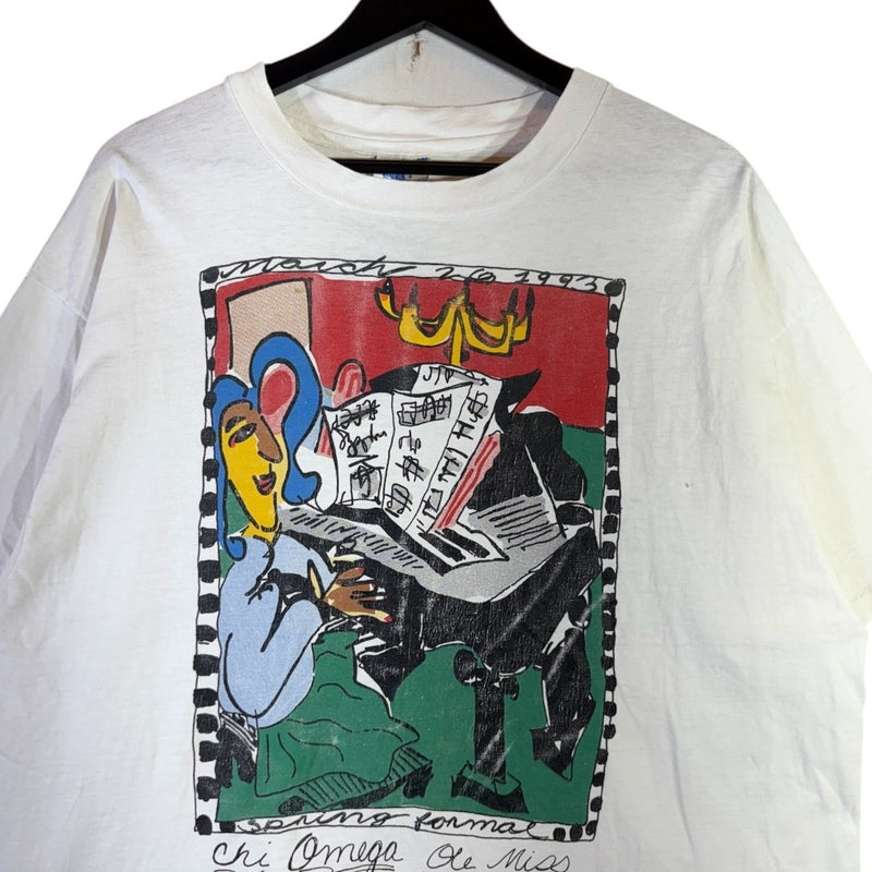 Vintage Abstract Piano Player Colorful Graphic T-Shirt