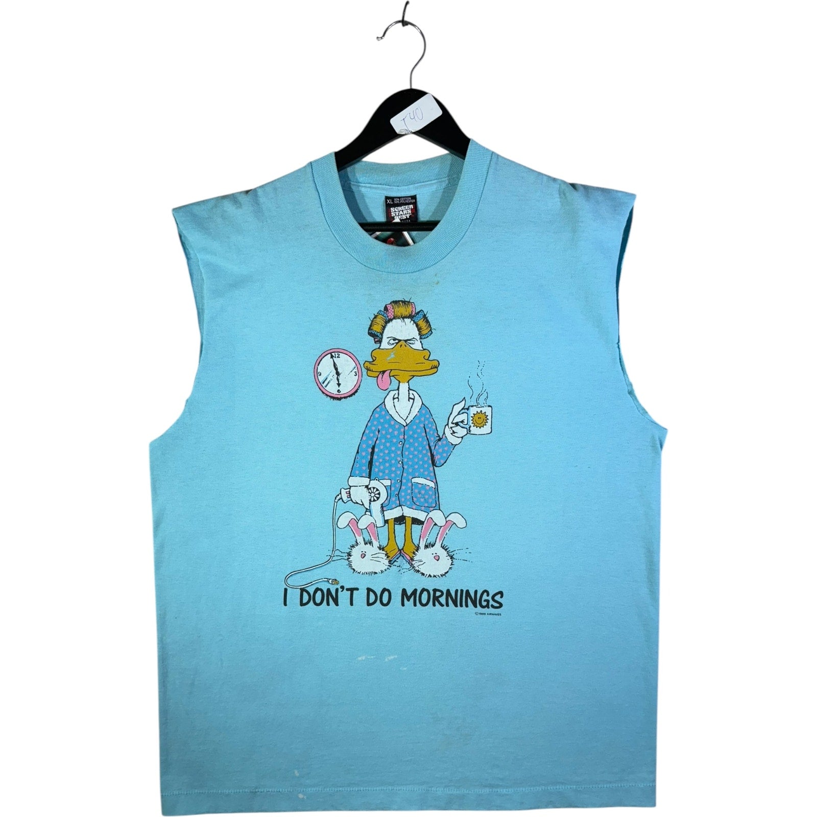 Vintage Screen Stars "Don't Do Mornings" Duck Cartoon Tank Top