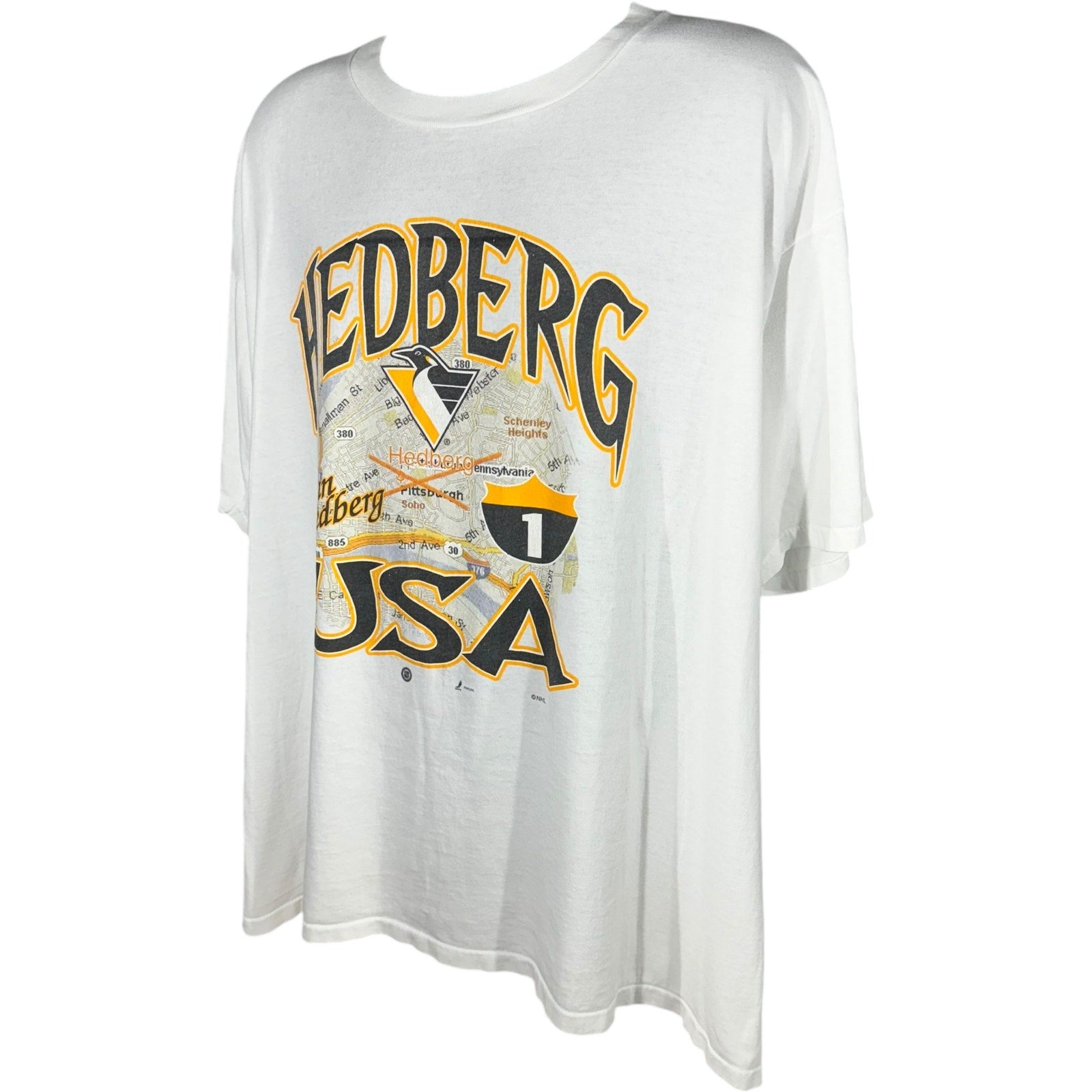 Vintage NHL Pittsburgh Penguins Hedberg USA Map Tee