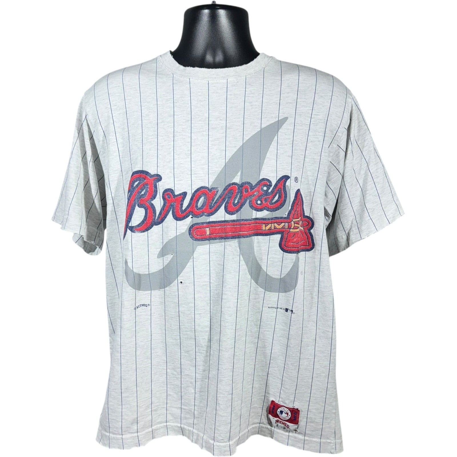 Vintage Nutmeg Atlanta Braves Pin Striped MLB Tee 90s