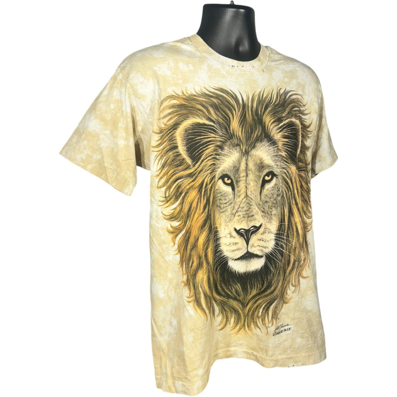 Vintage Liquid Blue Lion Big Print Tie Dye Tee 90s