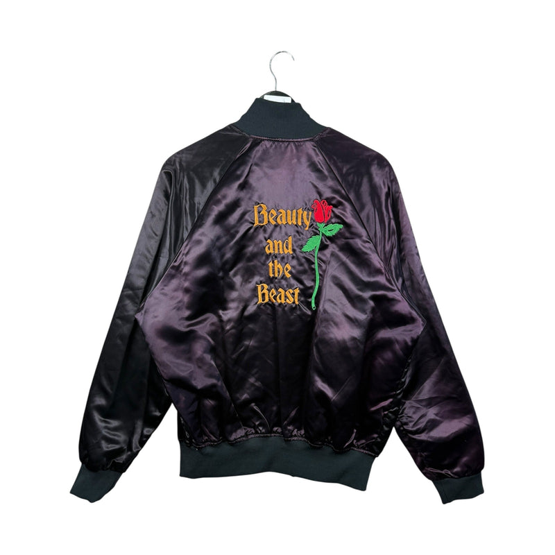 Vintage Beauty And The Beast Satin Bomber Jacket