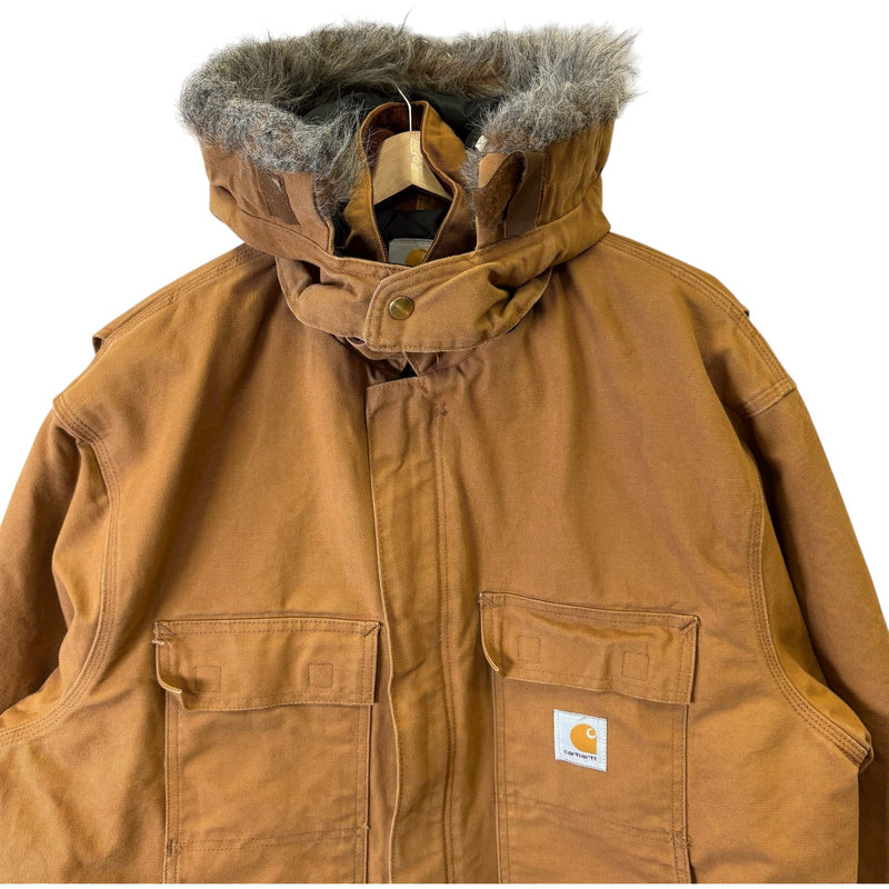 Vintage Carhartt CO3 Full Zip Fur Hood Workwear Jacket