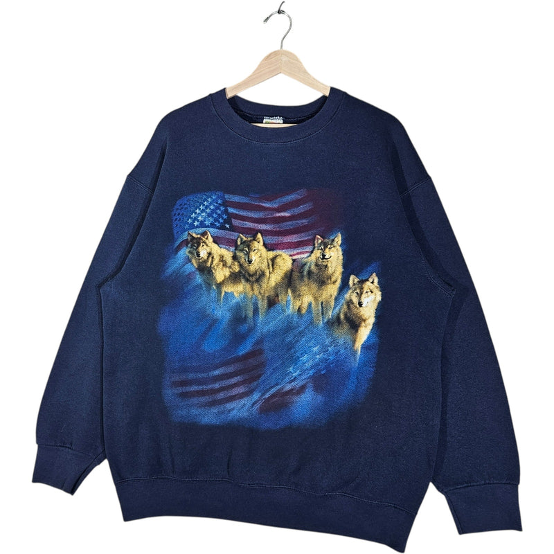 Vintage Wolf Pack USA Flag Crewneck XL