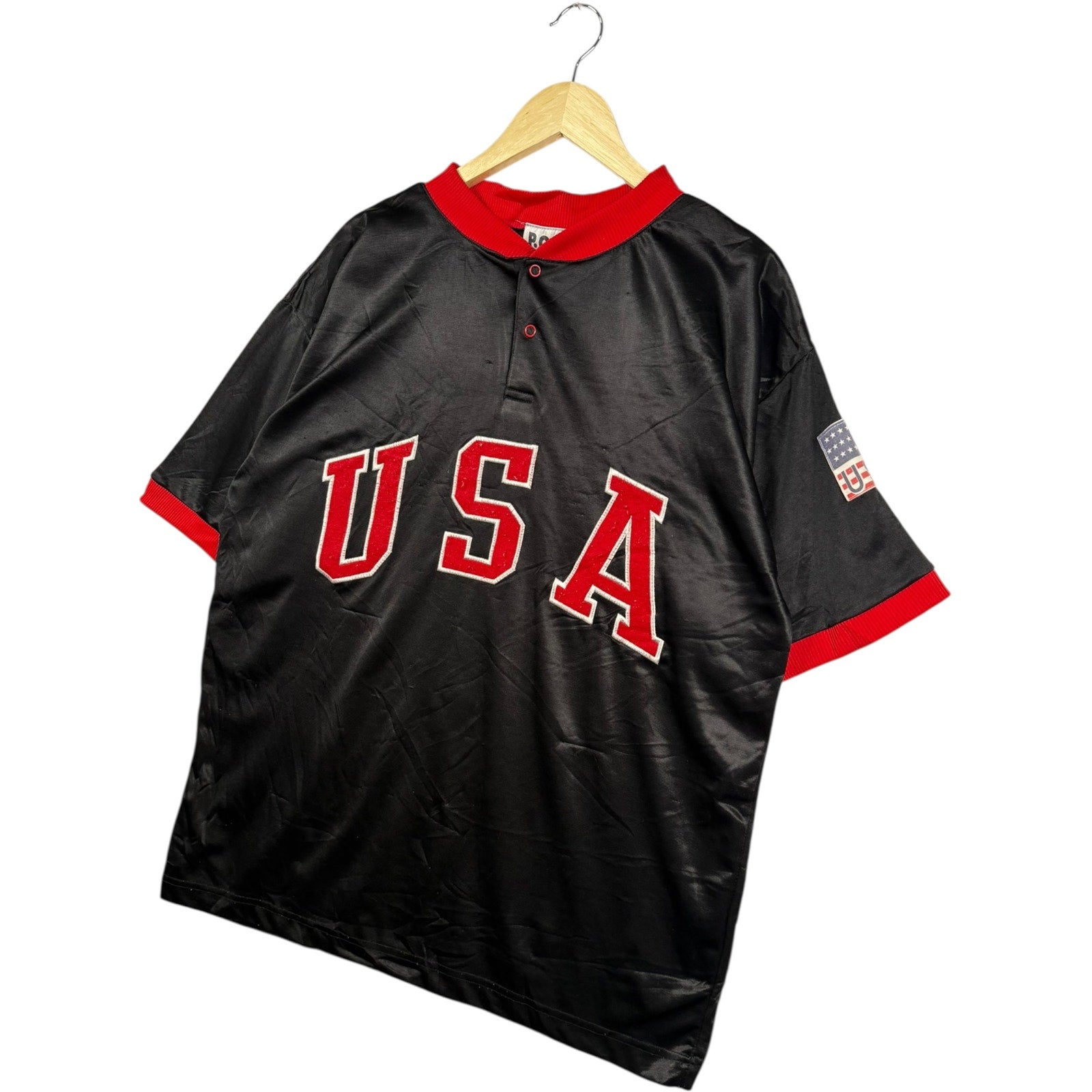 Vintage USA Spellout Short 1/4 Button Sleeve Polo