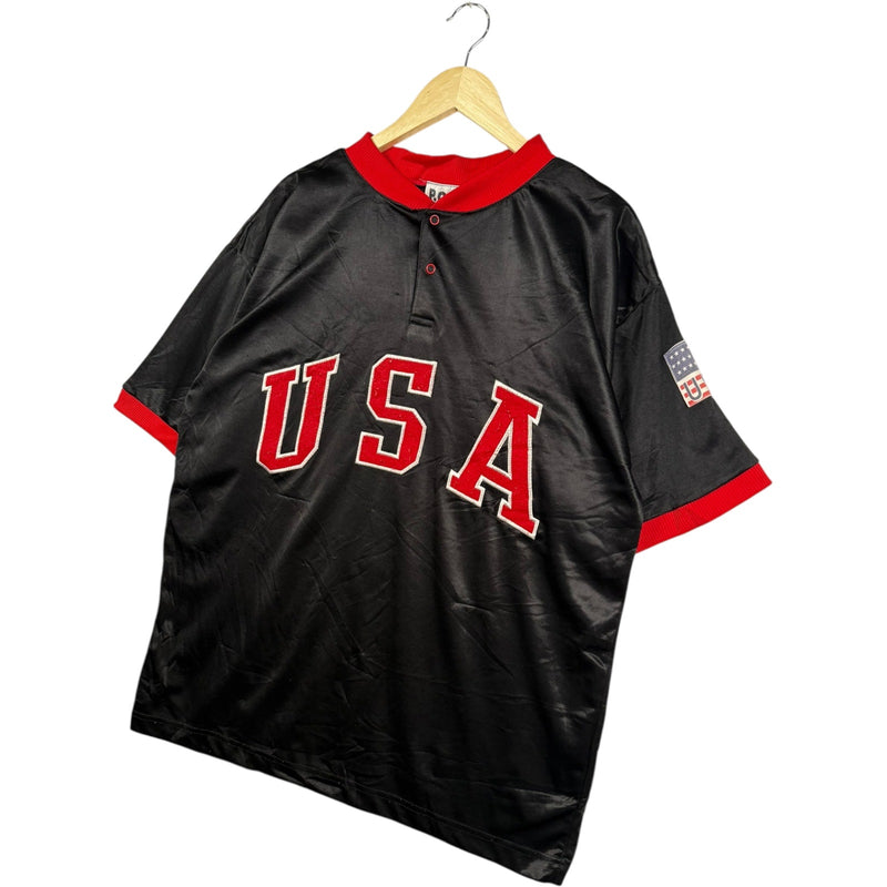 Vintage USA Spellout Short 1/4 Button Sleeve Polo